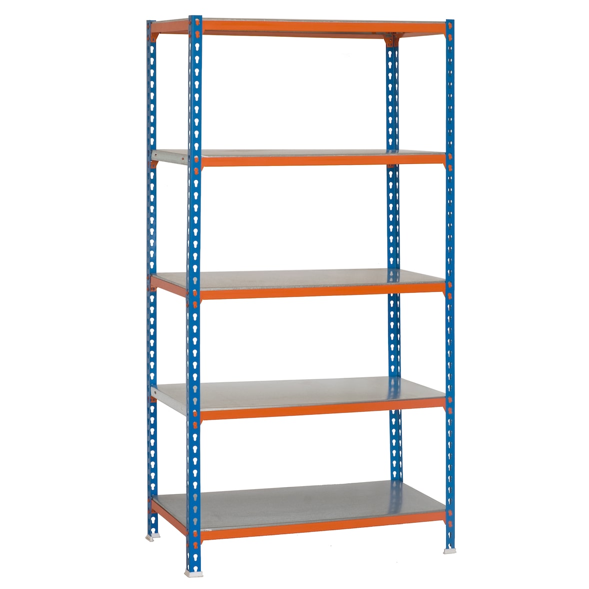 PROREGAL Schwerlastregal BIG METAL SHARK | HxBxT 200x110x40cm | Fachlast 200kg | Blau-Orange| Standregal Lagerregal