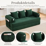 thumbnail of Merax 2-Sitzer Sofa, Schlafsofa Zusammenlegbares Kompressionssofa mit robustem Metallrahmen, Seitentaschen plus 3 Kissen, Emerald