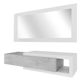 thumbnail of Mobile Maiorca Mobiletto da Ingresso Sospeso con Cassetto Mensola e Specchio Arredo Arredamento Sala 81 x 116 x 29 cm Bianco Lucido e Grigio Cemento