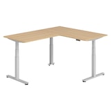 thumbnail of bümö Eckschreibtisch elektrisch höhenverstellbar L-Form: 160 x 200 cm in Eiche, Gestell silber - Stehschreibtisch mit Memory-Steuerung, elektrischer