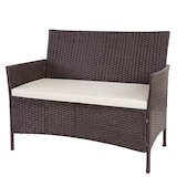 thumbnail of 3-2-1-1 Poly-Rattan Garten-Garnitur Halden, Lounge-Set Sitzgruppe Sofa ~ braun-meliert, Kissen creme