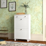 thumbnail of HOMCOM mueble zapatero blanco zapatero estrecho con 2 puertas abatibles y 1 cajón para 8 pares de zapatos para entrada pasillo 60x23,5x98,5 cm