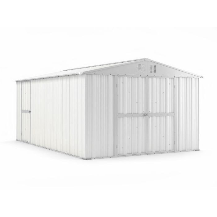 Capanno box attrezzi i per esterno casetta giardino in lamiera 327x459cm x h 215cm - 201 kg - 15,01 mq BIANCO