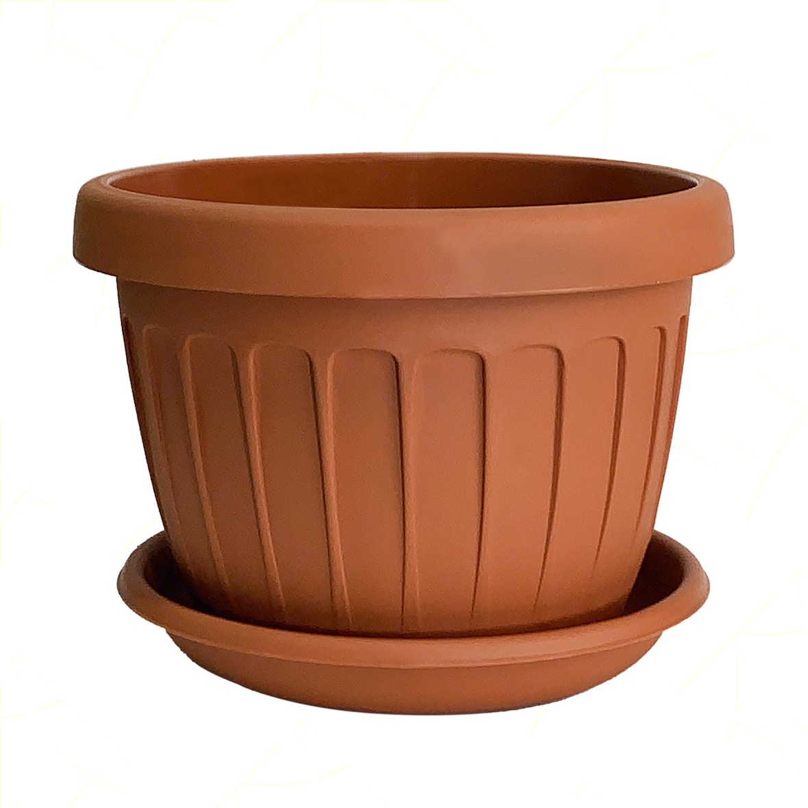Vaso Terra Tondo 60 cm per Fiori Piante con Sottovaso 80 Litri Plastica Color Terracotta, con Fori di Drenaggio, Resistente agli UV, Made in Italy