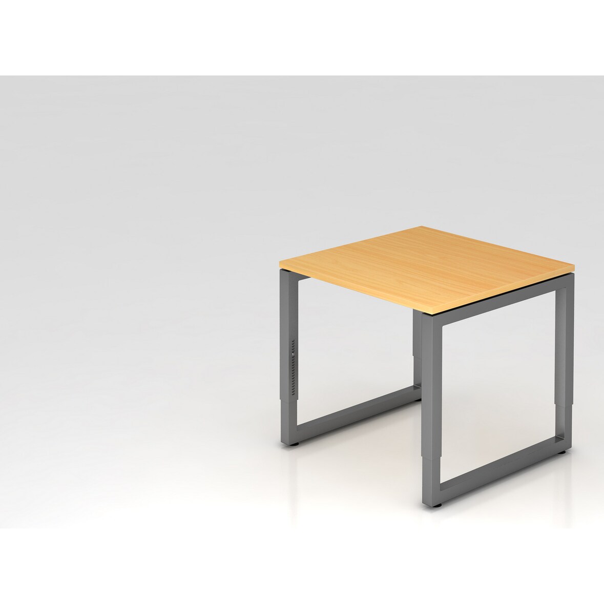 PROREGAL Schreibtisch Pavo | Buche | Graues Gestell | BxT 80x80cm | Arbeitshöhe 65-85cm | höhenverstellbar | O-Fuß-Gestell eckig