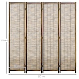 thumbnail of HOMCOM Biombo de 4 Painéis Separador de Ambientes Dobrável 160x1,8x170 cm Divisor de Ambientes de Madeira e Caniço Madeira