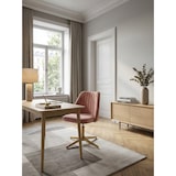 thumbnail of Schreibtischstuhl Rosa Samt Design Drehstuhl mit Lehne, Schalenstuhl 120 kg Höhenverstellbar, Arbeitsstuhl ohne Rollen, Stuhl Schreibtisch