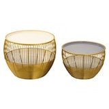 thumbnail of Beistelltisch 2er Set Satztisch rund ø 49/41 H 37/29 cm Dekotische Sofatisch Glamira Couchtisch gold