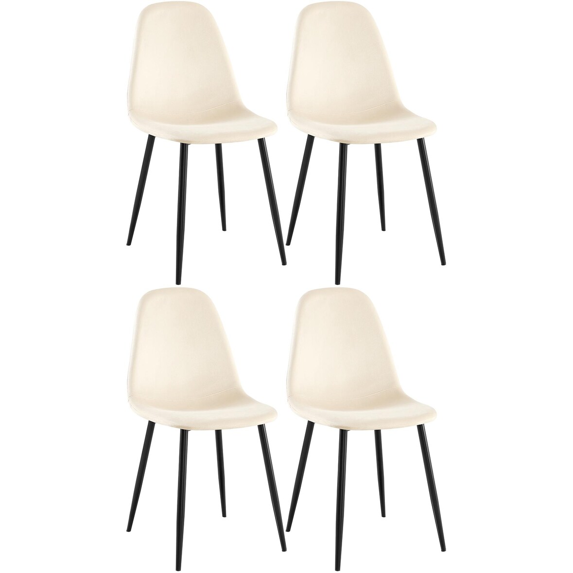 CHEFGASTRO 4er Set Esszimmerstuhl TORONTO Samt HxBxT 88x44x51cm Creme Küchenstuhl
