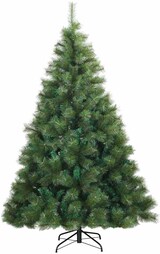Ein grüner Weihnachtsbaum mit einem Ständer.