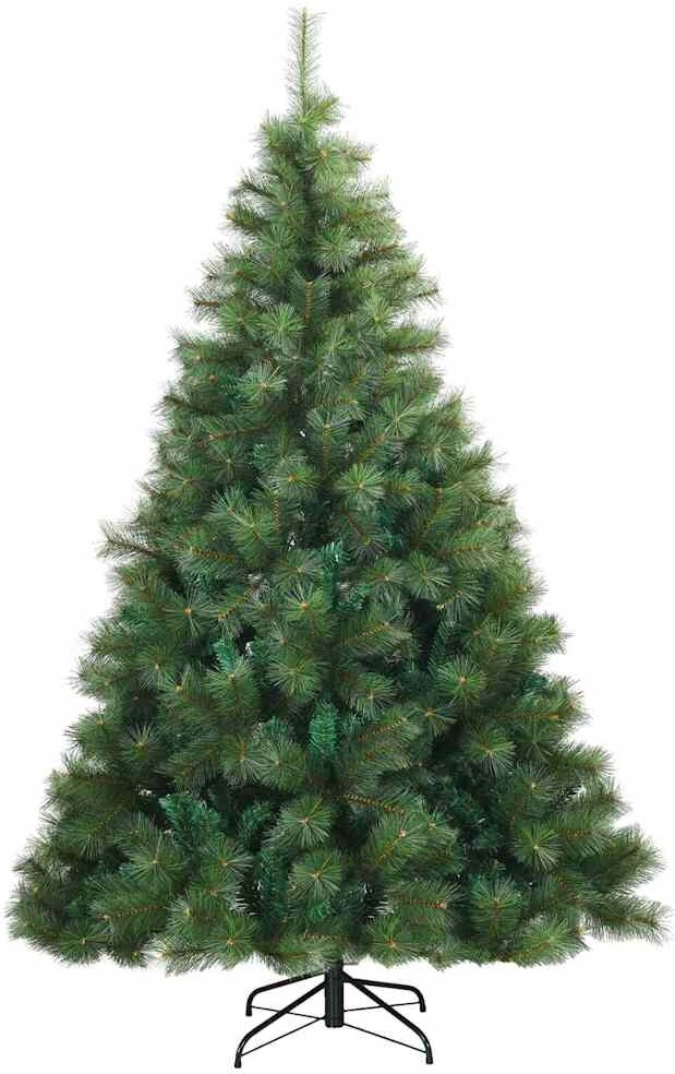 Ein grüner Weihnachtsbaum mit einem Ständer.