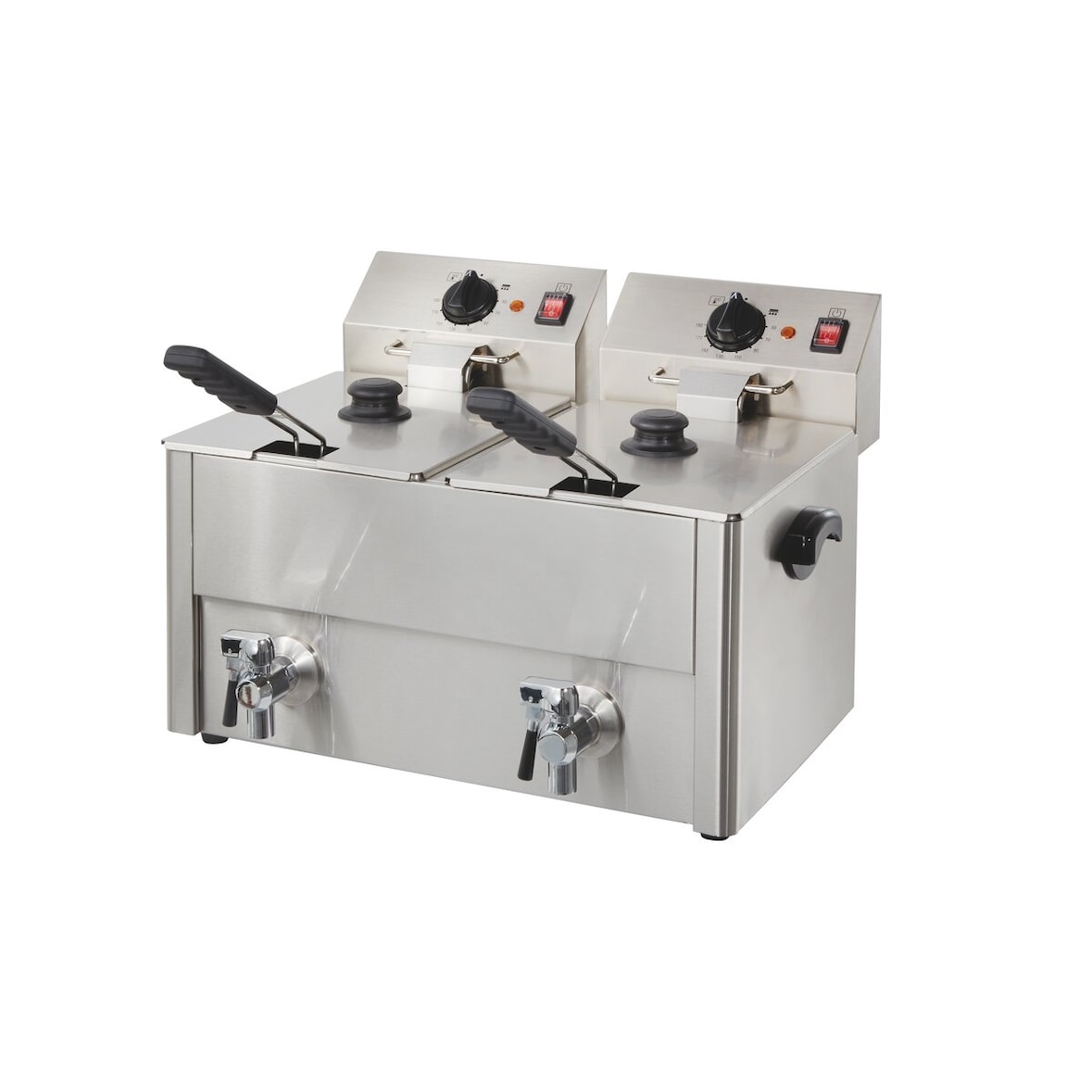 GastroHero Doppel Fritteuse ECO 10+10 Liter mit Ablasshahn Elektro Fritteuse Edelstahl Tischfritteuse 2x10 L Gastro Fritteuse 2x3,25 kW