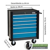 thumbnail of Werkstattwagen "Trutzi" abschließbar  6 Schubladen 78 x 64 cm Kantenschutzleisten Rollcontainer blau
