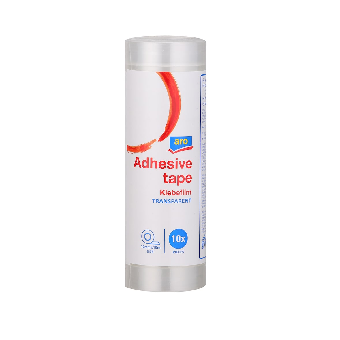 aro Nastro adesivo AT09, 12 mm x 10 m, trasparente, 10 unità