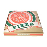 thumbnail of Boîte à pizza 33x33x4 cm en carton micro-cannelure brun avec impression en 3 couleurs par 100