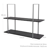 thumbnail of Prateleira BAR SHELF 115 cm CINZA PRETO com 2 prateleiras para copos e garrafas