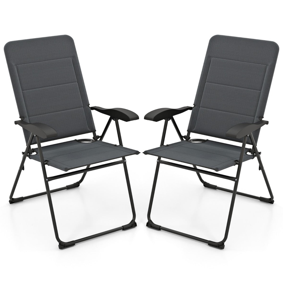 Helloshop26 - Conjunto de 2 cadeiras de descanso dobráveis ​​para pátio 71 x 53 x 102 cm confortáveis ​​com 7 posições design 20_0011795