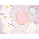 thumbnail of 6 Papiertüten gestreift mit Aufklebern 13x14cm Bodenbeutel zum Befüllen Geschenktüten Hochzeit Kindergeburtstag Geschenk Mitgebsel Tüten Weiß Rosa
