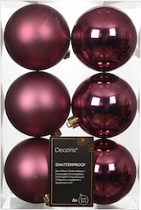 thumbnail of 6 Weihnachtskugeln Kunststoff 8cm klassisch & bruchsicher Christbaumkugeln Weihnachtsbaumkugeln Christbaumschmuck Weihnachtsbaumschmuck Dunkelrosa