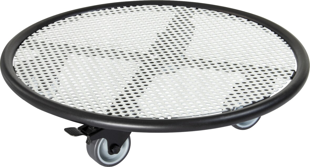 WAGNER Pflanzenroller BLACK & WHITE - Ø 38 x 8 cm, Soft-Rollen, Bremsen, innnen & außen, Tragkraft 150 kg - 20701701