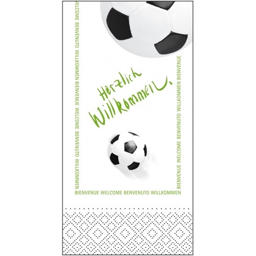 Mank Serviette Tissue Herzlich Willkommen Fussball, 33 x 33 cm, 1/8 Falz, 100 Stück
