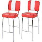 thumbnail of 2er-Set Barhocker Diner | Sitzhöhe 70cm | Retro 50er Jahre Design | Kunstleder | Rot-Weiß | Barstuhl Tresenhocker