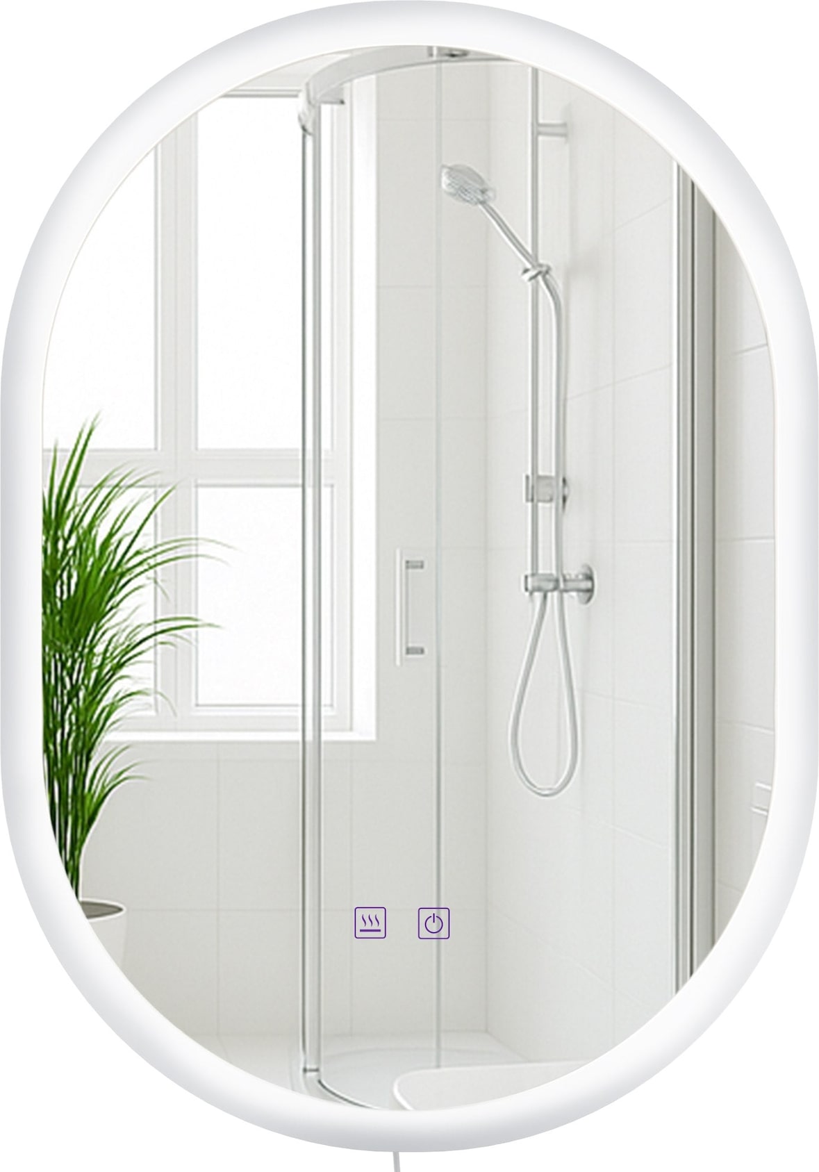 Décoshop26 - Ovaler Badezimmerspiegel mit einstellbarer Lichtintensität 70 x 50 cm mit Bluetooth transparentem Metallrahmen 10_0009081