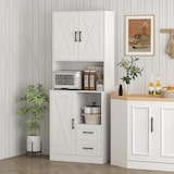 thumbnail of HOMCOM alacena de cocina armario de cocina con puertas compartimentos abiertos cajones y estantes ajustables antivuelco 70x40x180 cm blanco