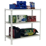 thumbnail of Scaffalatura metallica Maderclick senza viti 3 ripiani. Colore BIANCO/LEGNO 1000x1100x500 mm