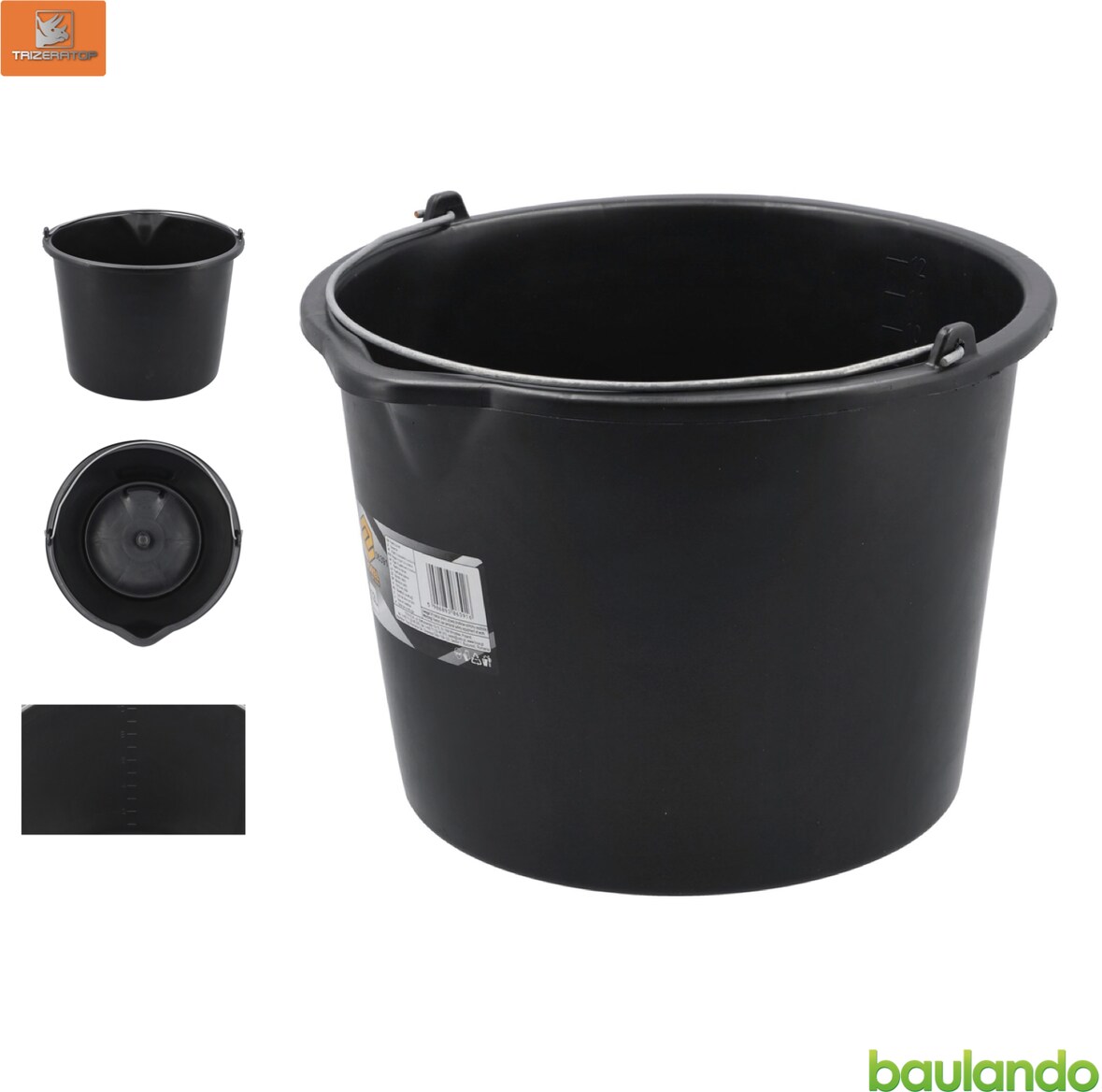 Cubo de construcción, cubo de limpieza, cubo de pintura de 12L con borde vertedor
