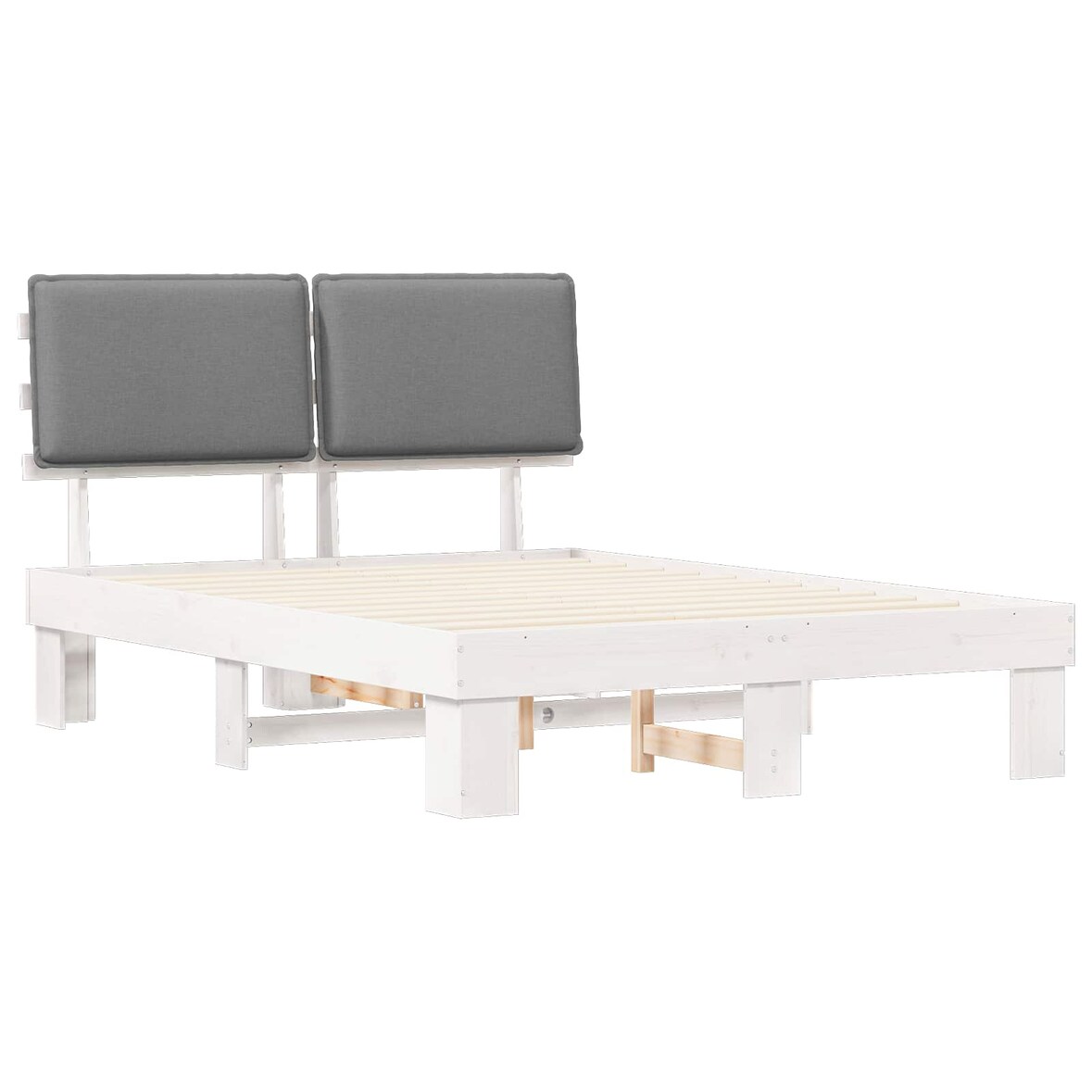 vidaXL Bettgestell mit gepolstertem Kopfteil Hellgrau 140 x 190 cm