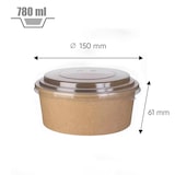thumbnail of Pot salade en carton kraft brun 780 ml + couvercle RPET par 100