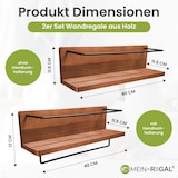 thumbnail of Hängeregal Kim Set 2 Stk. Natur 40x10x10 cm, Wandregal, Dekoregal