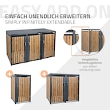 thumbnail of ML-Design Mülltonnenbox 3er für 3 Tonnen à 240 L – 200x80x116 cm, Anthrazit-Holzoptik, wetterfest und abschließbar, Stahl, mit Klappdeckel und 3