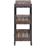 thumbnail of Décoshop26 - Chariot de service cuisine bar avec 3 niveaux étagères sur roulettes en bois massif shabby marron ETA04057
