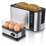 thumbnail of Arendo Frühstücksset, Langschlitz Toaster 4 Scheiben, Eierkocher für 6 Eier, Silber