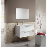 thumbnail of Dmora Mobile sottolavabo Inglewood, Mobiletto per bagno sospeso, Armadio a 2 cassetti e specchio, 80x45h57 cm, Bianco lucido