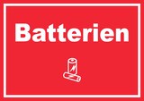 thumbnail of Batterien Mülltrennung Schild Text Symbol AA AAA waagerecht A4 Rückseite selbstklebend