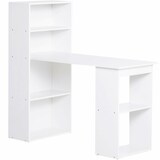 thumbnail of Schreibtisch mit Regal 120x55x120 cm Weiß, kompakter Arbeitstisch mit 4 Ablagen und offenen Fächern, große Arbeitsfläche fürs Homeoffice