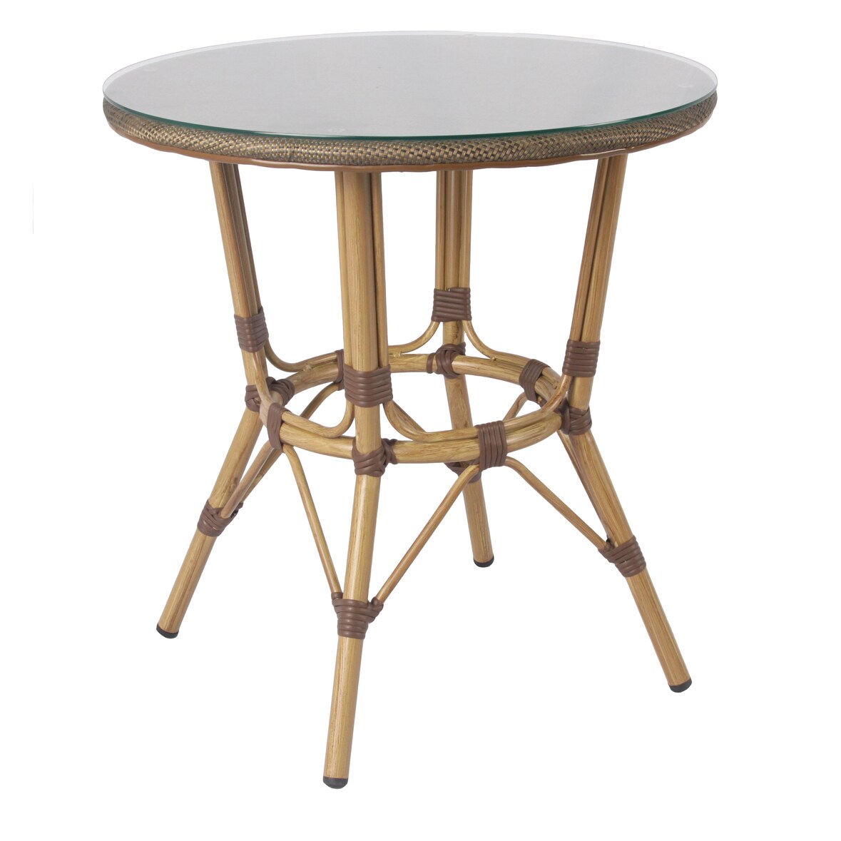 METRO Professional Tavolo Bistro, alluminio con finitura in bambù/vetro temperato, 70 x 70 x 74 cm, marrone