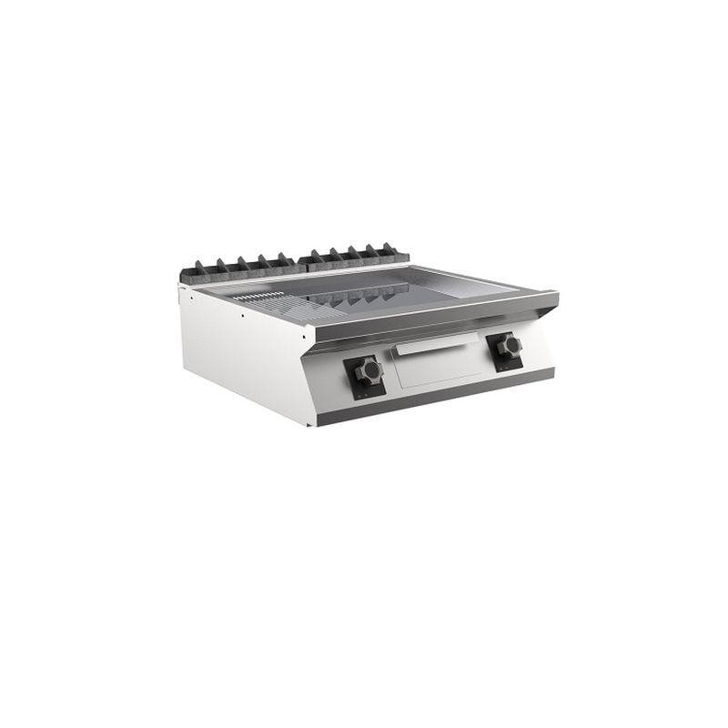 Mareno M1-900 elektrische Griddleplatte mit 2/3 glatter und 1/3 gerippter chromplatte, 80cm