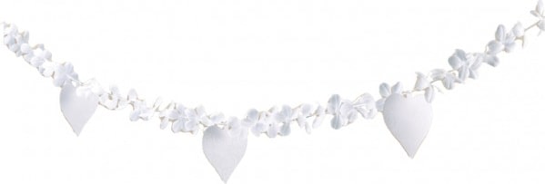Girlande Bumen und Herzen weiss