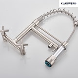 thumbnail of Björn |  Grifo de cocina profesional para hostelería plata cepillada | de acero inoxidable con dos duchas | Grifo doble lavabo pared restaurante