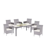 thumbnail of Poly rotan set Halden, tuinmeubelen balkonset ~ grijs, kussens crème