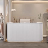 thumbnail of Empfangstresen mit Stauraum, vertikal gestreift, kleine Theke für Kosmetikstudios, Shops und Empfangshallen Weiß 140×60×100cm【B Tiaowen 140】