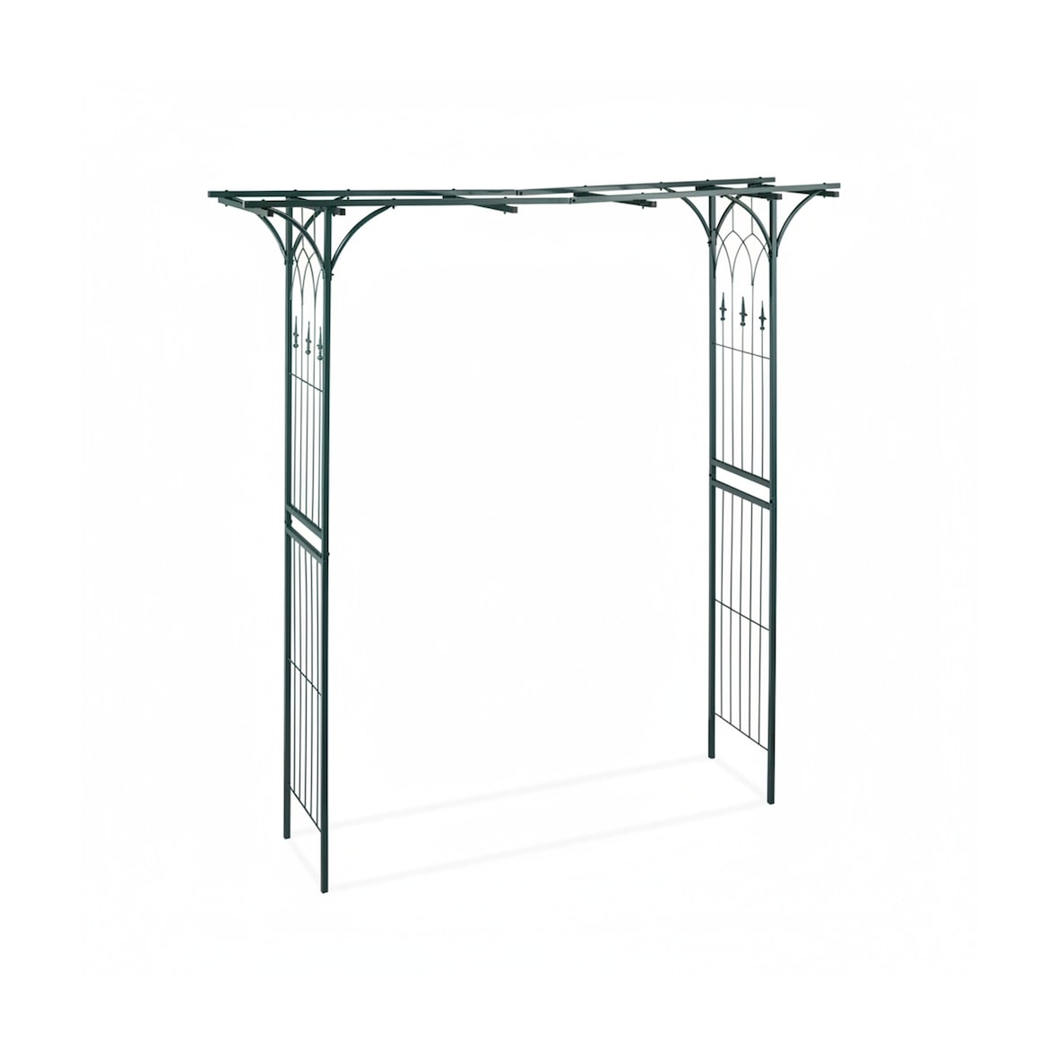 Relaxdays Rosenbogen Metall, eckig, Rankhilfe Kletterpflanzen, Garten, wetterfest, HBT 205 x 202 x 52 cm, dunkelgrün