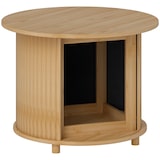 thumbnail of Couchtisch Bambus Naturholz Ø60x45  mit Schiebetür und verstecktem Stauraum, runder Wohnzimmertisch im modernen Design, bodenschonend