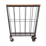 thumbnail of Table coffre grillagé sur roues en métal noir et Bois