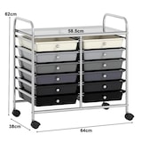 thumbnail of COSTWAY Carrinho com rodas com 12 gavetas empilháveis, contentor com rodas com estrutura e prateleira em metal, 64 x 38 x 62 cm (preto misto)