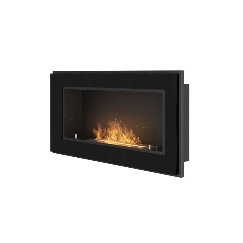 RAME 900 - Biocamino da incasso camino a bioetanolo da parete, vari colori - Nero - con Vetro